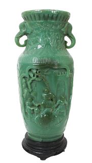 Chinese Green Resin Vase on Base