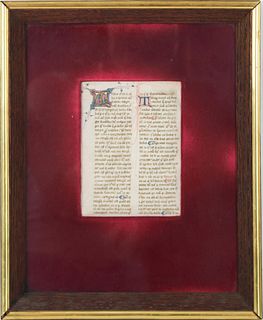 14th C European Illuminated Manuscript, Framed
