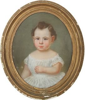 Early 19th C Oval Portrait of a Child, Painting