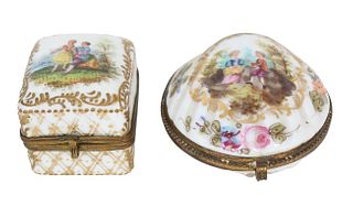 Pair of Meissen Porcelain Jewelry Boxes