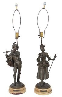 Pair of Figurine Spelter Lamps