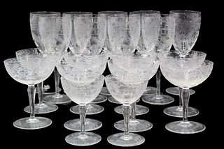 (19) Etched Glass Stemware
