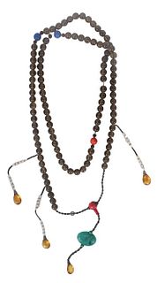 Extra Long Beaded Necklace w Pendants