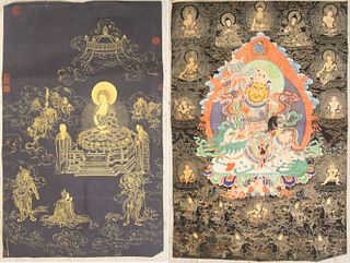 (2) Chinese Tapestry Thangkas