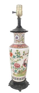 Chinese Floral Vase Mounted as Lamp