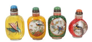(4) Chinese Hand Painted Snuff Bottles