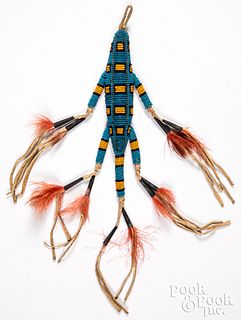 Plains Indian beaded lizard umbilical fetish