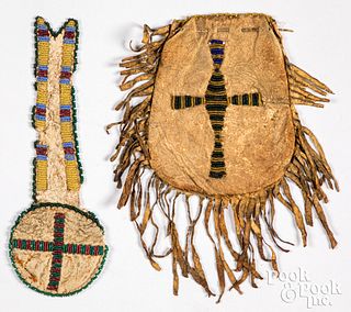 Two beadwork and hide items, late 19th c.