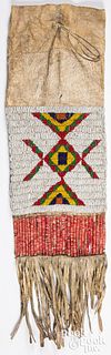 Sioux or Plains Indian beaded and quilled pipe bag