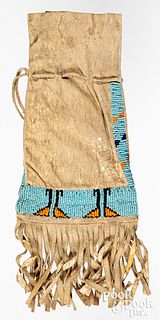 Lakota Sioux Indian hide tobacco pouch, 20th c.
