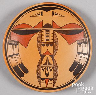 Hopi Indian polychrome pottery shallow bowl