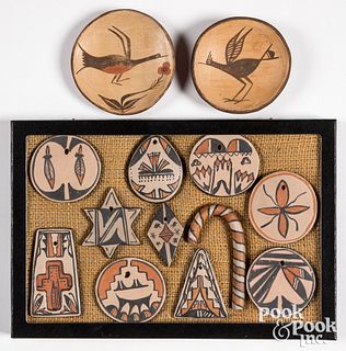 Eleven Santo Domingo Pueblo pottery ornaments