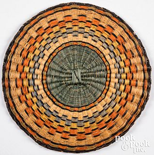 Hopi Indian polychrome tray basket