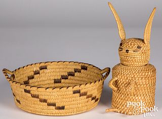 Scarce Papago Indian rabbit figural basket