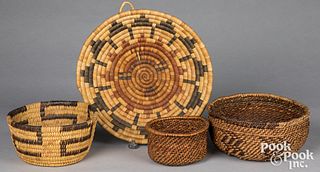 Four Native American Indian baskets