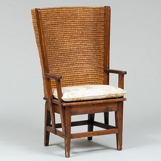 Scottish Woven Reed Oak and Pine Orkney Armchair