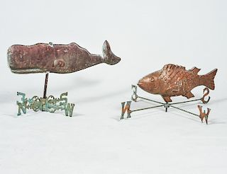 TWO COPPER WEATHER VANES