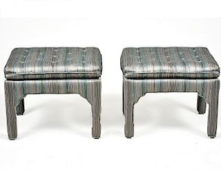PAIR OF FULLY UPHOLSTERED SCHOENBECK OTTOMANS