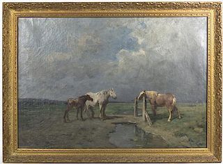 Artist Unknown, (20th century), Horses at a Watering Hole