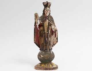 CARVED AND POLYCHROMED FIGURE OF MARY