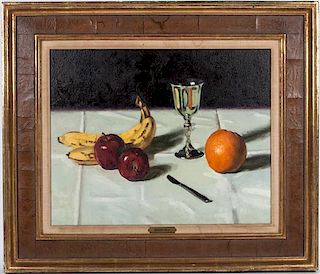 Gregory Hull, (American, b. 1950), Silver Cup and Fruit, 1977