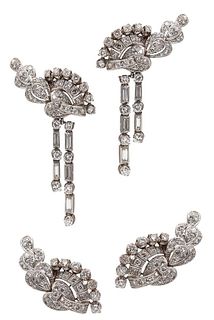Art Deco Convertible Earrings in Platinum & 5.80Ct Diamonds