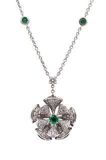 Bvlgari Divas Dream Necklace In 18K Gold With Diamonds & Emeralds