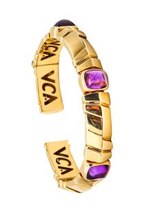 Van Cleef & Arpels Cuff Bracelet in 18K Gold & Amethyst