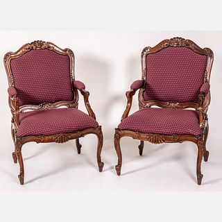 Pair of French Provincial Style Mahogany Fauteuils
