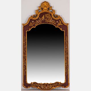 A Queen Anne Style Chinoiserie Beveled Mirror 