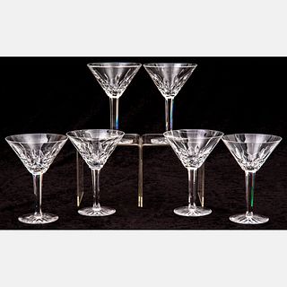 Six Waterford Crystal Martini Glasses, 20th Century