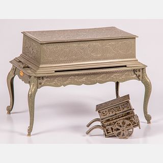 A Thorens Engraved  Metal Music Box, 20th Century