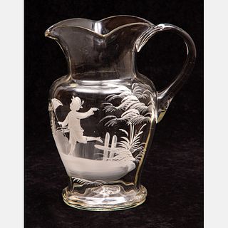 Mary Gregory Enameled Glass Pitcher 