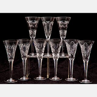 Nine Waterford Crystal Millenium Collection Champagne Flutes