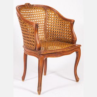 French Provincial Style Carved Mahogany Bergere, 20th Century