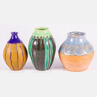 Three Studio Pottery Vases