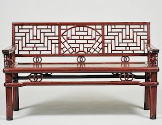 RED LACQUERED SETTEE