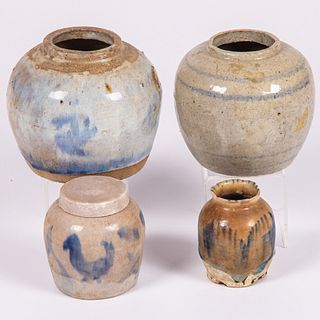 Four Antique Chinese Stoneware Storage Jars