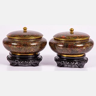 Chinese Cloisonné Lidded Urns 