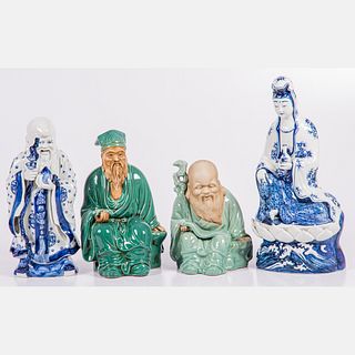 Four Chinese Porcelain Decorative Figures, 20th Century
