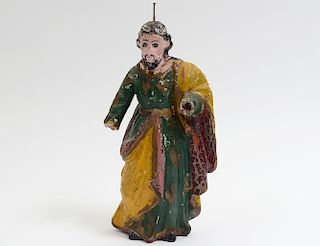 CARVED AND POLYCHROMED FIGURE OF CHRIST