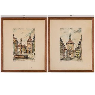 Two Hand Colored Lithographs