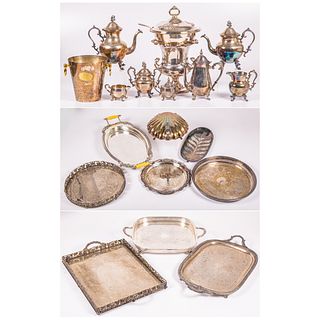 A Large Collection of Silverplated Serving Items, 20th Century