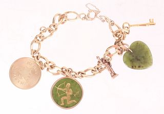 A 14k Gold Charm Bracelet with Five Charms