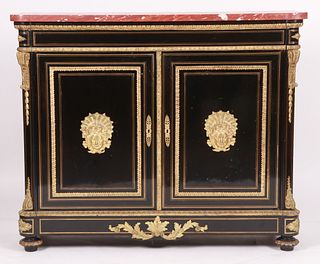 A Napoleon III Lacquer and Ormolu Cabinet
