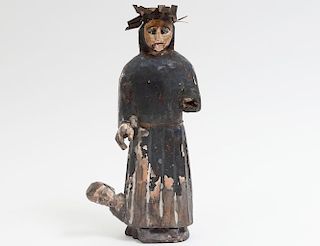 CARVED AND POLYCHROMED FIGURE OF CHRIST CHILD IN CLOAK