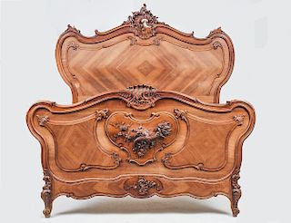 ROCOCO STYLE FRUITWOOD BEDSTEAD