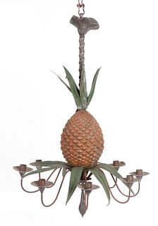 A Tole Pineapple Form Chandelier