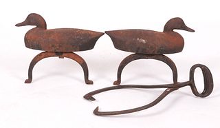 A Pair of Duck Form Andirons