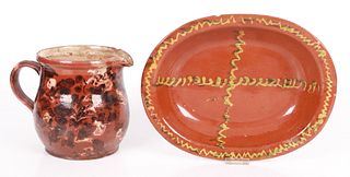 Two Pieces of 19th Century Redware